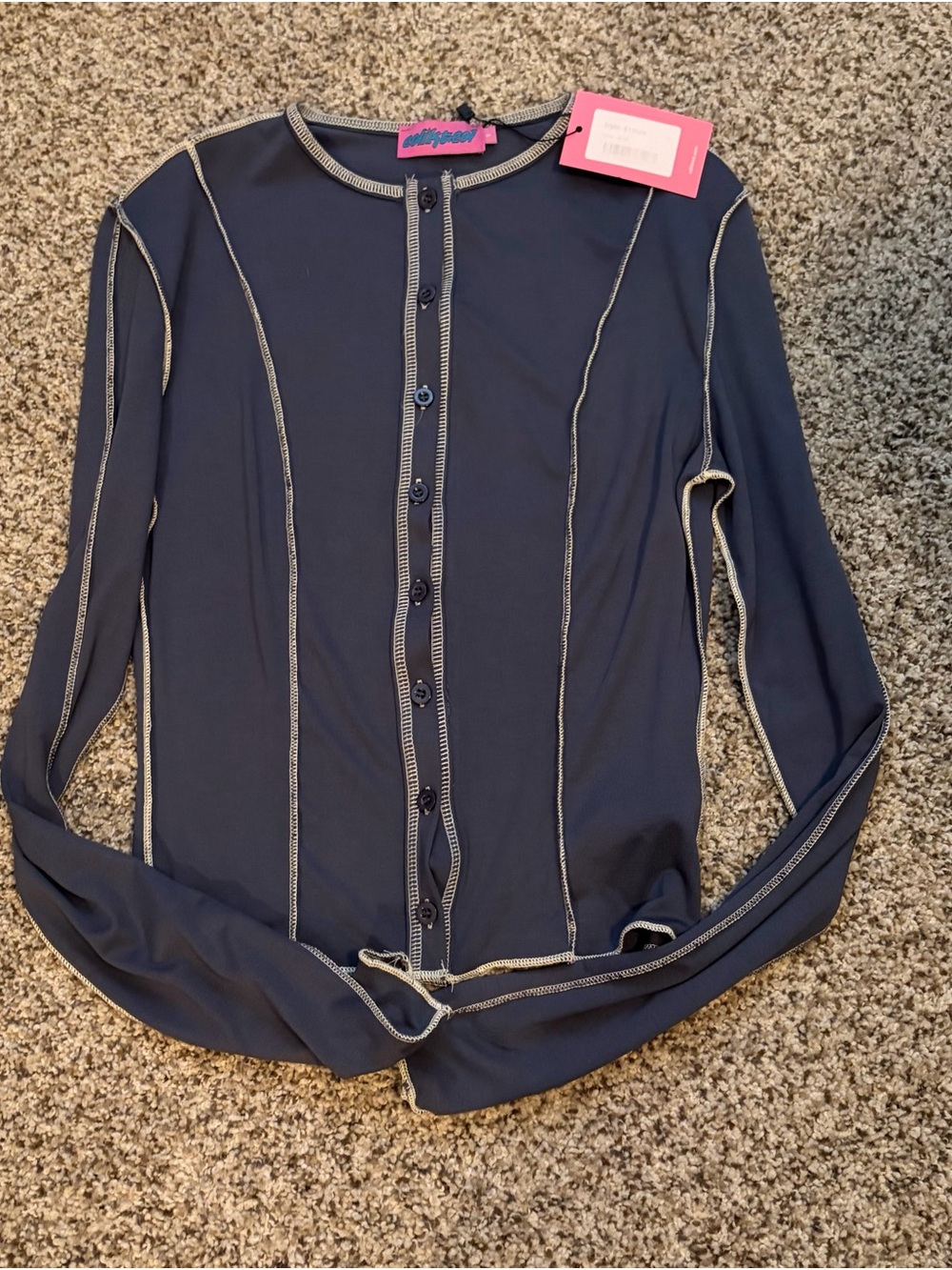Edikted Blue Button-Front Top - Picture 2 of 4